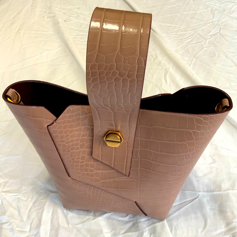 Charles & Keith Croc-Embossed Tan Bag